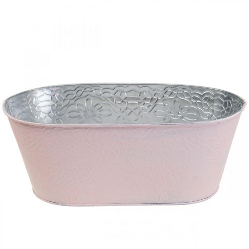 Floristik21 Pflanzschale Metall Blumenschale Oval Rosa 25x14,5x10cm