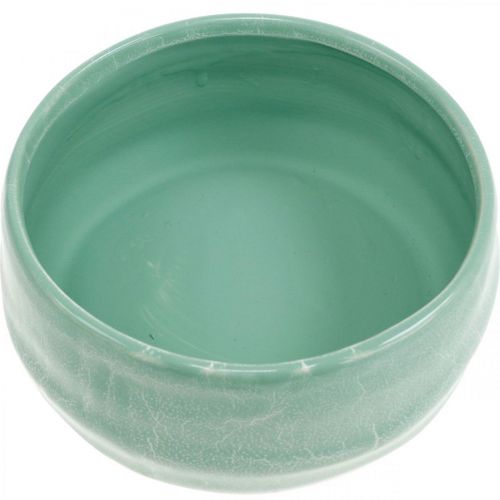 Floristik21 Pflanzschale mit Korbmuster, Keramikdeko, Gesteckschale rund Ø16cm H7,5cm
