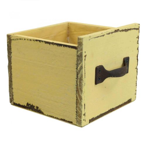 Floristik21 Pflanzschublade Holz Deko Pflanzkasten Gelb 12,5cm