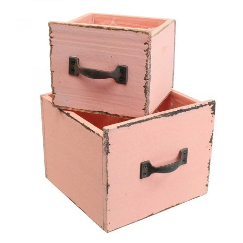 Floristik21 Pflanzschublade Pflanzkasten Holz Peach 12,5/16cm 2er-Set