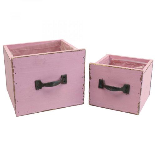 Floristik21 Pflanzschublade Pflanzkasten Holz Rosa 12,5/16cm 2er-Set