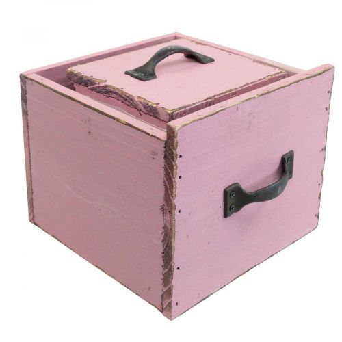 Floristik21 Pflanzschublade Pflanzkasten Holz Rosa 12,5/16cm 2er-Set