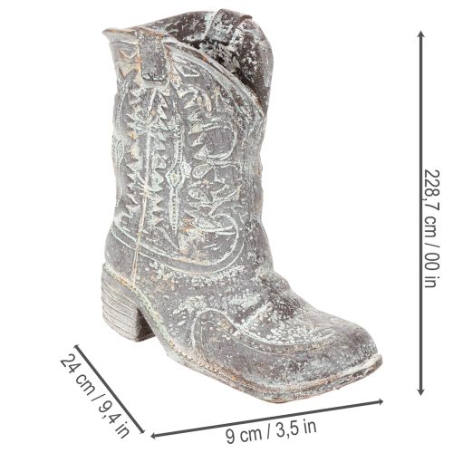 Deko Cowboy-Stiefel Pflanzschuh Polyresin 24cm Grau | Floristik21.de