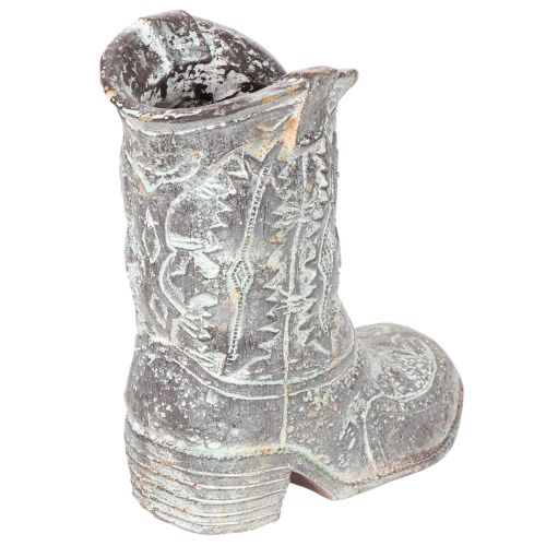 Deko Cowboy-Stiefel Pflanzschuh Polyresin 24cm Grau | Floristik21.de
