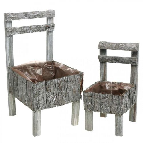 Floristik21 Stühle zum Bepflanzen, Pflanzgefäß, Gartendeko Shabby Chic, Weiß gewaschen 2er Set