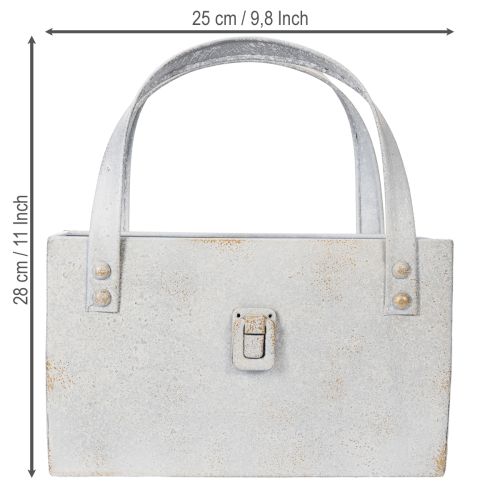 Artikel Metalltasche Vintage Grau 28 cm mit Henkel für vielseitige Deko-Ideen