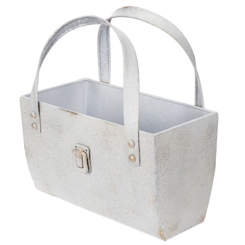 Artikel Metalltasche Vintage Grau 28 cm mit Henkel für vielseitige Deko-Ideen