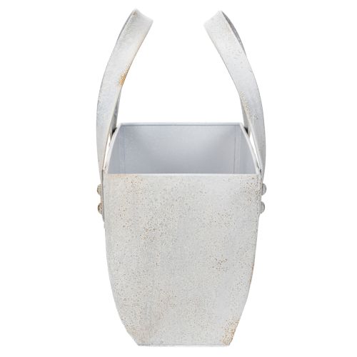 Artikel Metalltasche Vintage Grau 28 cm mit Henkel für vielseitige Deko-Ideen