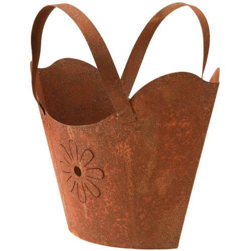 Artikel Pflanztasche Metall Rost Deko Übertopf Henkeln H36cm Garten