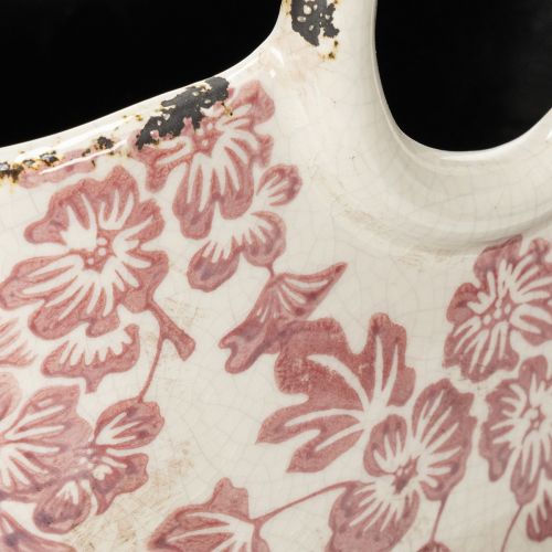 Artikel Pflanzentopf Keramik mit floralem Muster und Henkeln, dekorativer Blumenkübel 21cm