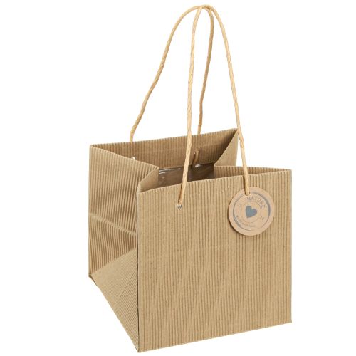 Artikel Pflanztaschen aus Papier Gerippt Natur 14x14x13,5cm 8 St – Dekorativ und Nachhaltig für Floristen