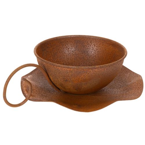 Pflanztasse mit Untertasse Pflanztopf Rost Ø19,5cm H8cm | Floristik21.de