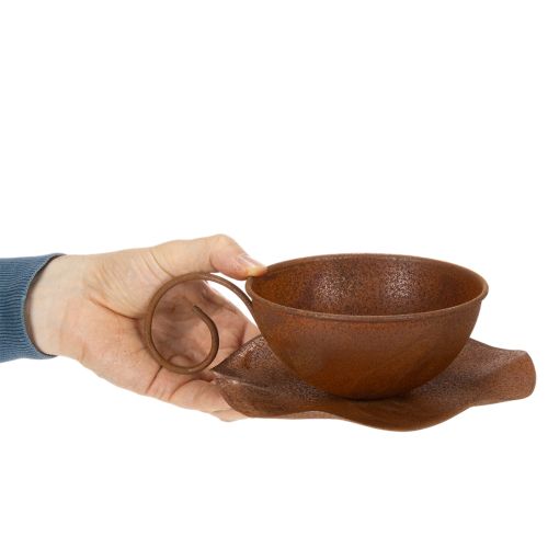 Artikel Pflanztasse mit Untertasse Pflanztopf Rost Ø19,5cm H8cm