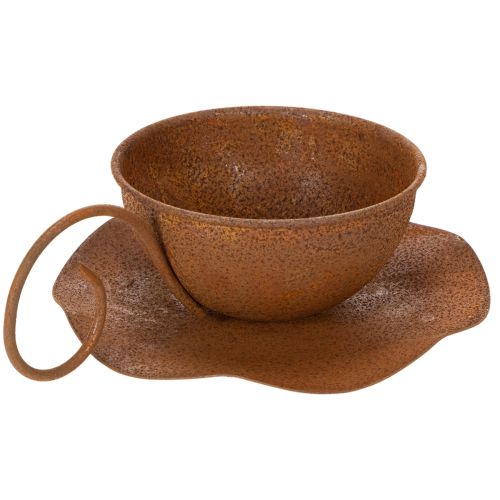 Pflanztasse mit Untertasse Vintage Rost Ø17,5cm H6cm | Floristik21.de