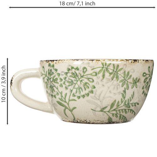 Artikel Pflanzgefäß Keramiktasse mit floralem Muster 18cm dekorative Zimmerdekoration