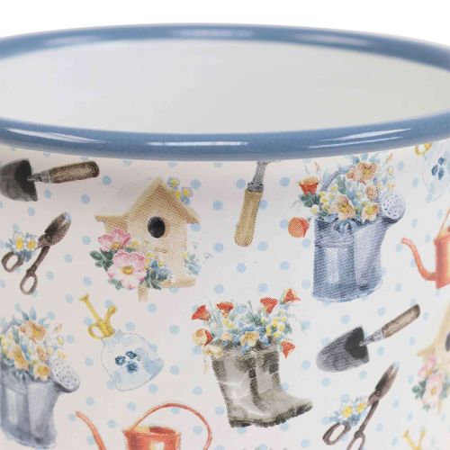 Floristik21 Pflanztasse Emaille Deko Tasse Gartenmotive Ø11cm