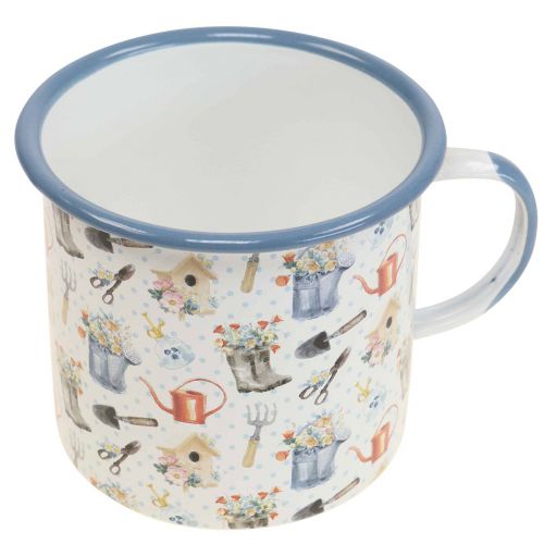 Floristik21 Pflanztasse Emaille Deko Tasse Gartenmotive Ø11cm