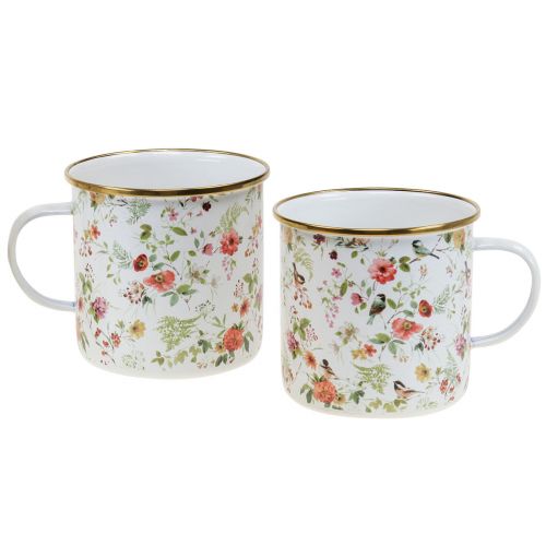 Floristik21 Pflanztasse Emaille Tasse zum Bepflanzen Blumen Ø11cm