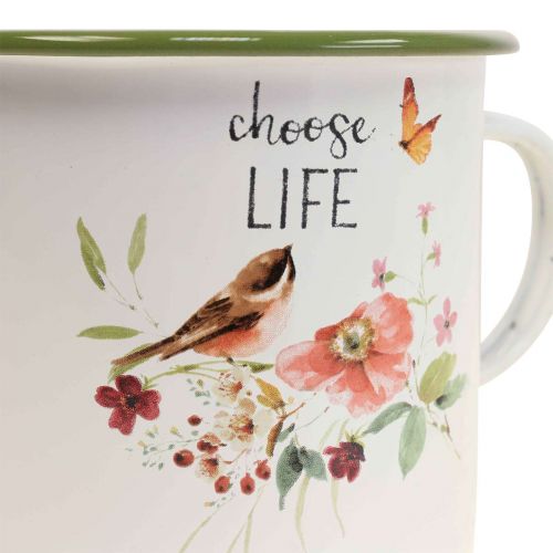 Pflanztasse Emaille Tasse zum Bepflanzen Spruch Ø11cm