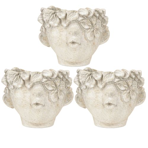 Artikel Pflanztopf Büste Kussmund Dekotopf Gesicht Creme H10cm 3er-Set