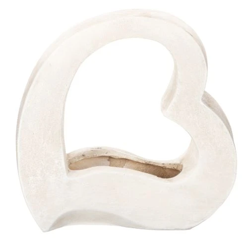 Dekoherz zum Bepflanzen, offene Herzform, 19 cm, weiß