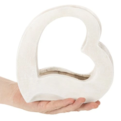 Dekoherz zum Bepflanzen, offene Herzform, 19 cm, weiß | Floristik21.de