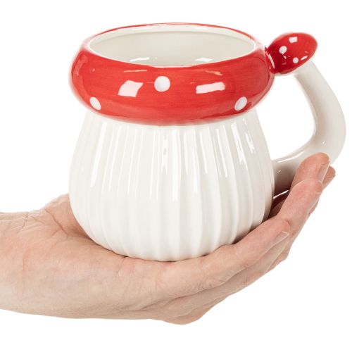 Keramik-Dekotasse Fliegenpilz 10 cm Weiß-Rot, dekorative Verwendung | Floristik21.de