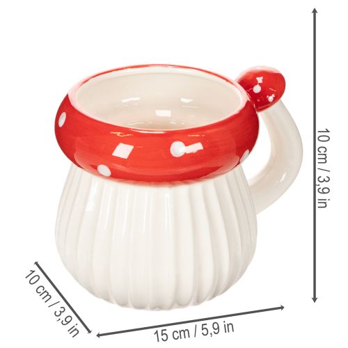 Keramik-Dekotasse Fliegenpilz 10 cm Weiß-Rot, dekorative Verwendung | Floristik21.de