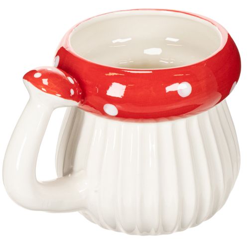 Keramik-Dekotasse Fliegenpilz 10 cm Weiß-Rot, dekorative Verwendung | Floristik21.de