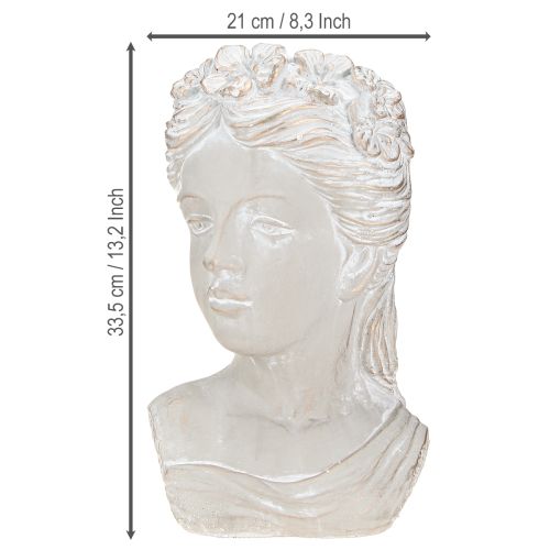 Artikel Pflanztopf Frauenskulptur Steinguss Antik Gold Details 21x17,5x33,5cm