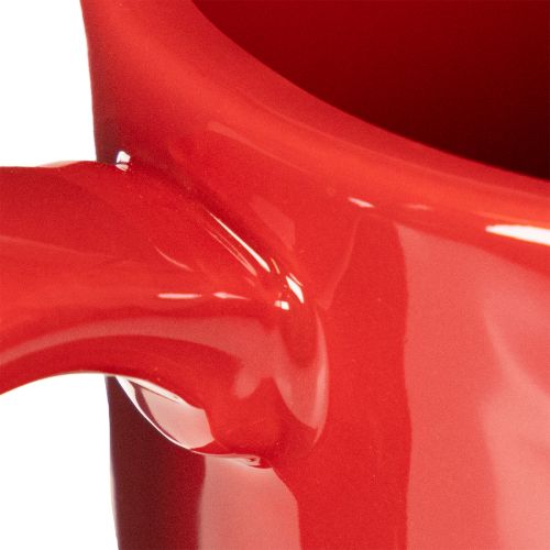 Keramik Pflanzgefäß Tasse mit Unterteller Rot 17cm | Floristik21.de