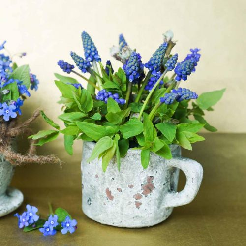 Pflanztopf Übertopf Tasse Vintage Grau, Natur Ton Ø8,5cm H8cm 4St