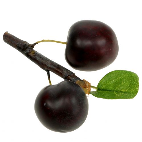 Künstlicher Pflaumenzweig mit 2 Pflaumen 12cm Künstlicher Pflaumenzweig mit 2 Pflaumen 12cm