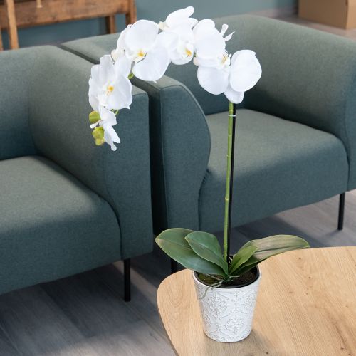 Artikel Elegante Kunstpflanze Orchidee Weiß im Topf 62cm – Realistische Dekoration für Büro und Wohnzimmer