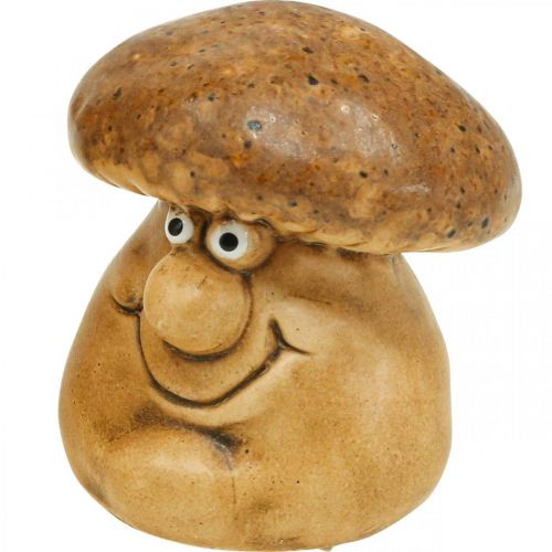 Floristik21 Keramik Deko Pilz mit Gesicht Figur Braun H8cm 3St