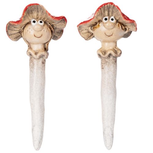 Pilz-Stecker Dekofigur Mädchen und Junge Fliegenpilz Keramik 13cm Rot 2 Stück Innenbereich | Floristik21.de