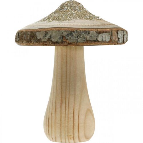 Floristik21 Holzpilz Rinde und Glitter Deko Pilze Holz H11cm 3St