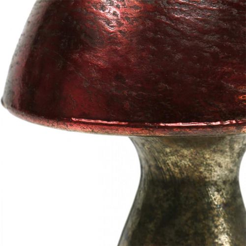 Deko Pilz Rot Groß Metall Herbstdekoration Ø14cm H23cm