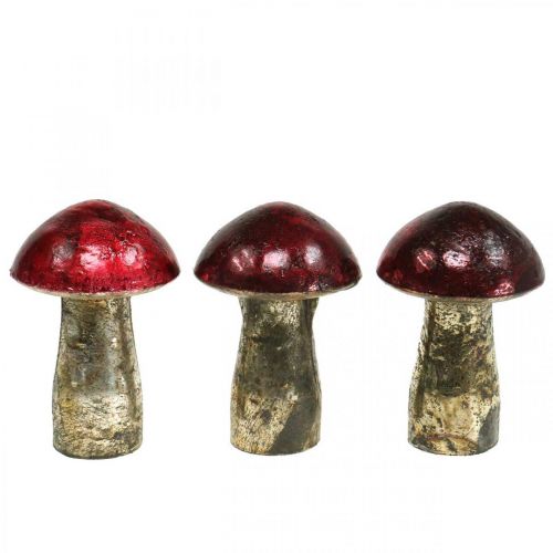 Floristik21 Deko Pilze Glas Rot Herbstdeko Tischdeko Ø6,5cm H10cm 3St