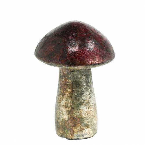 Floristik21 Deko-Pilz Metallic Finish Glas Himbeerfarben, Silbern H10cm