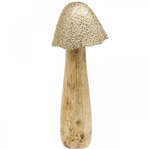 Deko Pilz groß Metall Holz Golden, Natur Deko Figur Herbst 32cm Deko Pilz groß Metall Holz Golden, Natur Deko Figur Herbst 32cm
