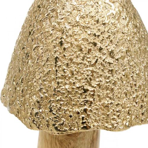 Deko Pilz groß Metall Holz Golden, Natur Deko Figur Herbst 32cm