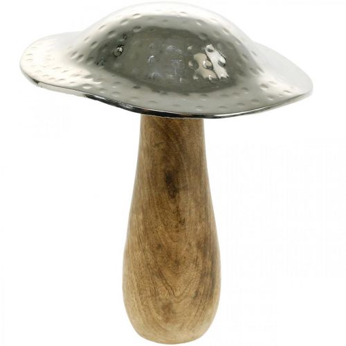 Deko Pilz Metall Holz Silbern, Natur Deko-Figur Herbst 18cm Deko Pilz Metall Holz Silbern, Natur Deko-Figur Herbst 18cm