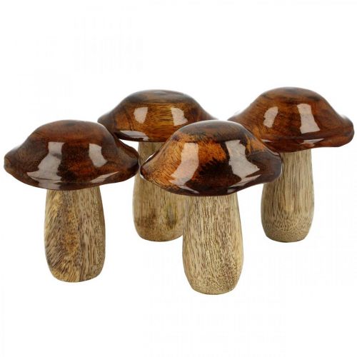 Floristik21 Deko Pilz Mangoholz Herbstdeko Ø7cm H9cm 4St