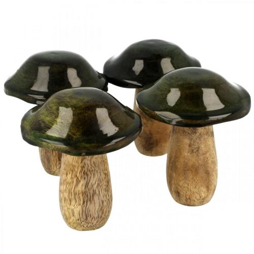 Pilz Mangoholz Grün Tischdeko Herbst Ø7cm H9cm 4St Pilz Mangoholz Grün Tischdeko Herbst Ø7cm H9cm 4St