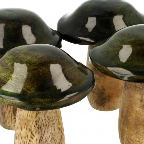 Pilz Mangoholz Grün Tischdeko Herbst Ø7cm H9cm 4St