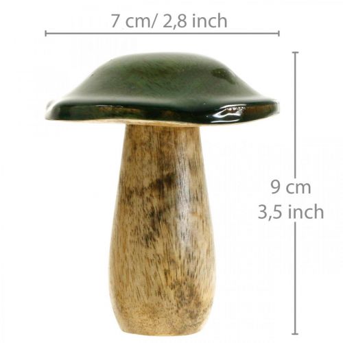 Floristik21 Pilz Mangoholz Grün Tischdeko Herbst Ø7cm H9cm 4St