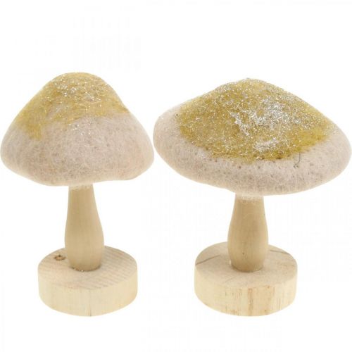 Floristik21 Deko Pilz Holz, Filz mit Glitter Tischdeko Advent H11cm