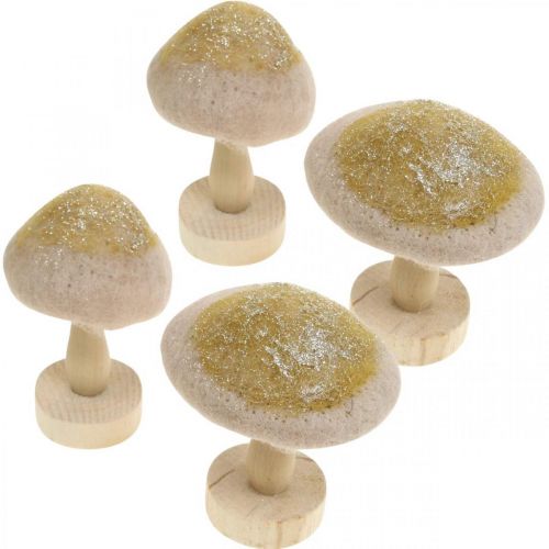 Artikel Deko Pilz Holz, Filz mit Glitter Tischdeko Advent H11cm