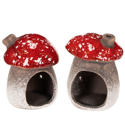 Pilzhaus Deko-Lichthäuschen Keramik 10 cm Rot-Weiß 2er-Set Innenbereich | Floristik21.de